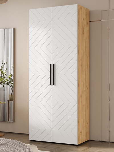 Шкаф прямой двухстворчатый «Флэш», 900×506×2236 мм, цвет браш вайт/дуб крафт