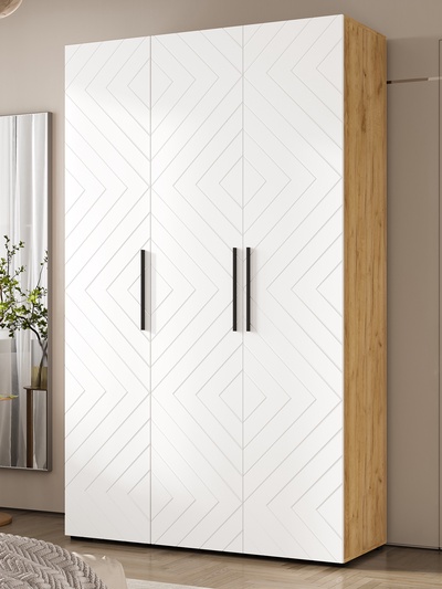 Шкаф прямой трёхстворчатый «Флэш», 1350×506×2236 мм, цвет браш вайт/дуб крафт