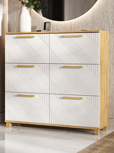 Обувница «Ирис», 1000×300×950 мм, цвет браш вайт/дуб крафт