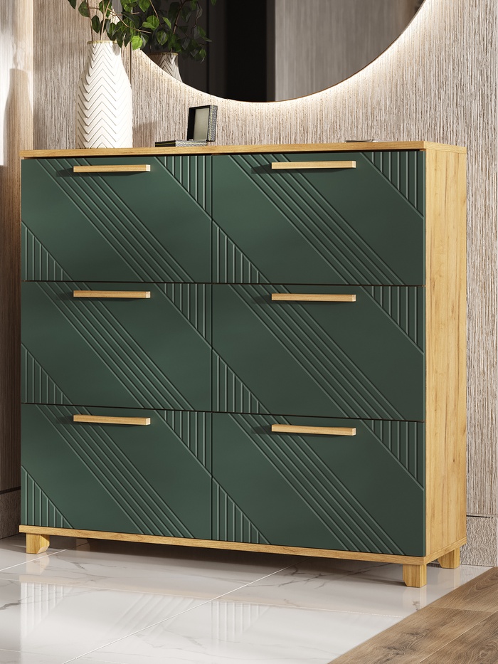 Обувница «Ирис», 1000×300×950 мм, цвет браш мени грин/дуб крафт - Фото 1