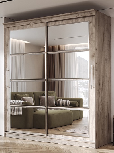 Шкаф – купе «Элегант 8», 2000×650×2200 мм, цвет дуб крафт серый