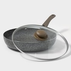 Сковорода Onyx, d=28 см, съёмная ручка, стеклянная крышка, антипригарное покрытие, алюминий, серая - Фото 2