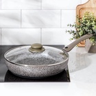 Сковорода Onyx, d=28 см, съёмная ручка, стеклянная крышка, антипригарное покрытие, алюминий, серая - Фото 9