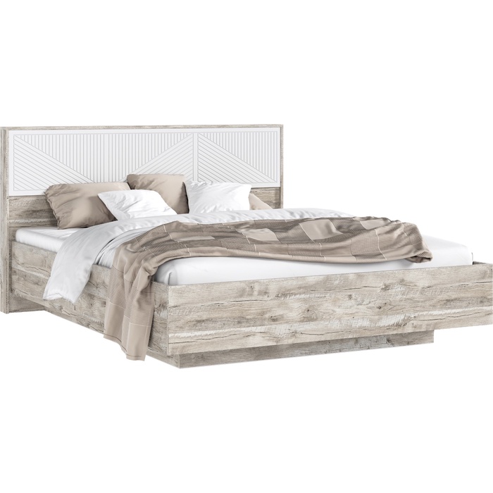 Кровать двуспальная парящая «Сильвия», с ортопедическим основанием, 1600×2000 мм, цвет браш вайт/дуб юкон - Фото 1