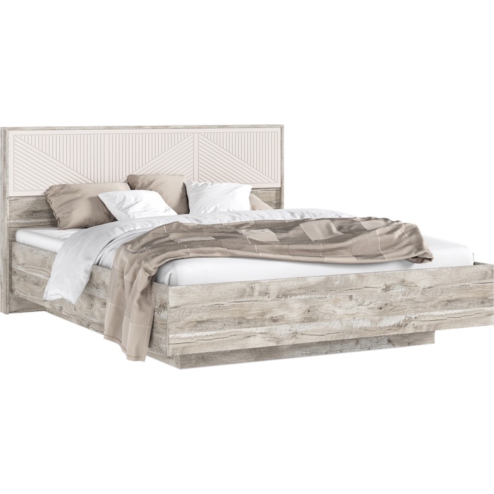 Кровать двуспальная парящая «Сильвия», с ортопедическим основанием, 1600×2000 мм, цвет кашемир/дуб юкон - Фото 1