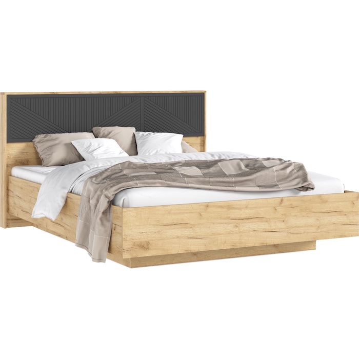 Кровать двуспальная парящая «Сильвия», с подъёмным механизмом, 1600×2000 мм, цвет браш графит/дуб крафт - Фото 1