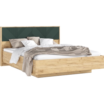 Кровать двуспальная парящая «Ирис», с подъёмным механизмом 1600×2000 мм, цвет браш мени грин/дуб крафт