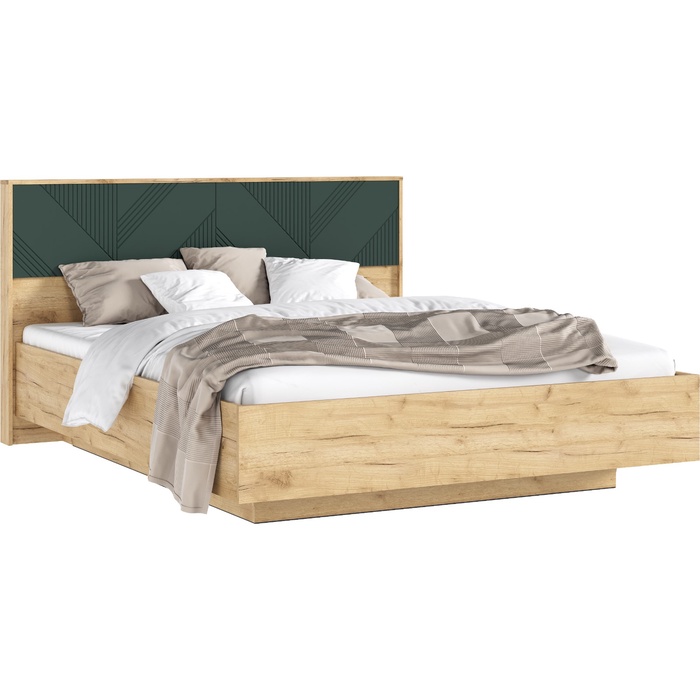 Кровать двуспальная парящая «Ирис», с подъёмным механизмом 1600×2000 мм, цвет браш мени грин/дуб крафт - Фото 1