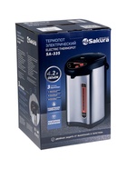 Термопот Sakura SA-335BF, 750 Вт, 4.2 л, 3 способа подачи воды, колба нержавеющая сталь, чёрный - фото 51831955