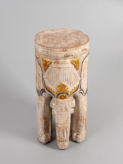 УЦЕНКА Табурет «Слон», 25×25×50 см, дерево албезия, белый