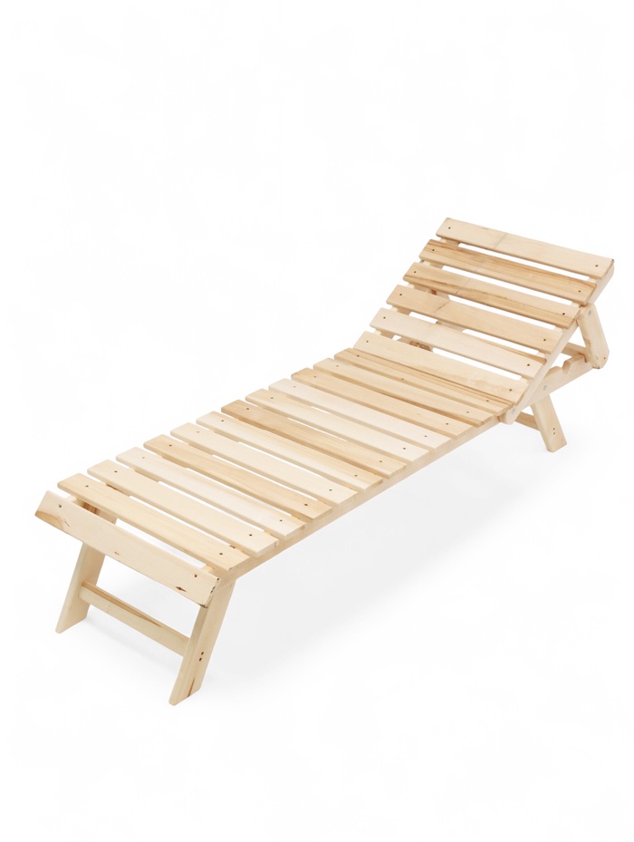 УЦЕНКА Шезлонг - лежак с регулируемым подголовником, 180×55×44.5 см, из липы, «Добропаровъ» - Фото 1