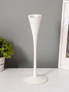 УЦЕНКА Подсвечник стекло "Узкий бокал" белый набор 2 шт 28,5х10,5х10,5 см - фото 14934501