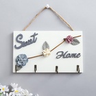 УЦЕНКА Крючки декоративные дерево «Цветочная ветвь», ключница настенная, 12.5×22×3 см 10934348