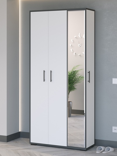 Прихожая «ДОМИНО» min, 880×360×2020 мм, цвет графит/белый