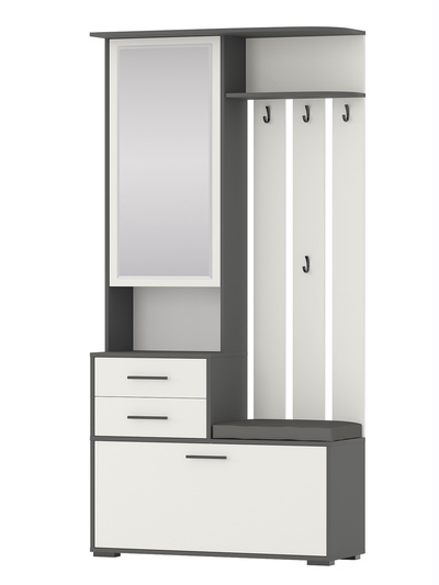 Прихожая «ДОМИНО», с вешалкой, 1000×360×2020 мм, цвет графит/белый