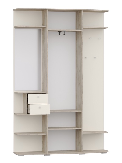 Прихожая «ВИЗИТ», 1450×355×2200 мм, цвет дуб крафт серый/крем/МДФ крафт серый