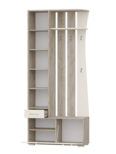 Прихожая «МОККО» mini, 900×360×2100 мм, цвет дуб крафт серый/крем/МДФ крем