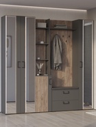 Шкаф – пенал в прихожую «ДУЭТ», с полками, 400×380×2200 мм, цвет графит/дуб крафт табачный/МДФ графит - Фото 3