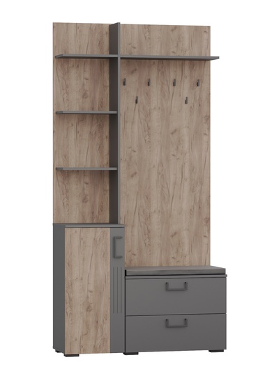 Шкаф в прихожую «ДУЭТ», с вешалкой, 1100×380×2200 мм, цвет графит/дуб крафт табачный/МДФ графит