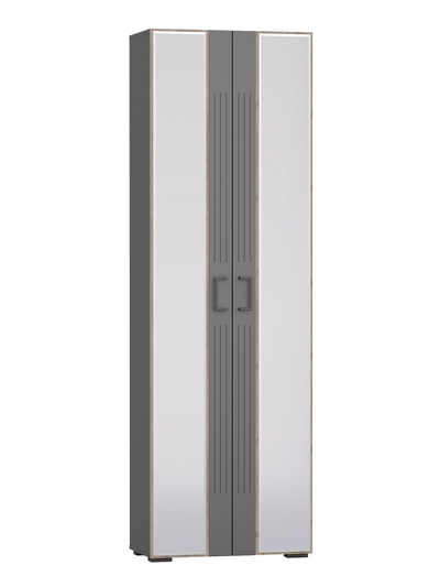 Шкаф в прихожую «ДУЭТ», с полками, c штангой, 700×380×2200 мм, цвет графит/дуб крафт табачный/МДФ графит