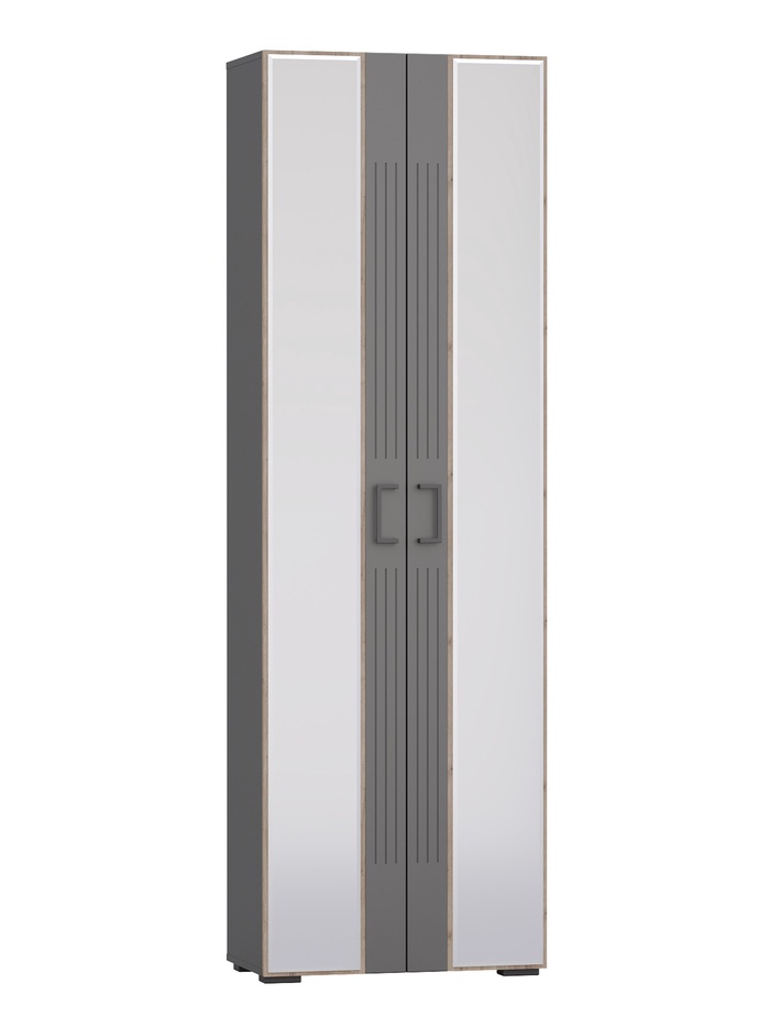 Шкаф в прихожую «ДУЭТ», с полками, c штангой, 700×380×2200 мм, цвет графит/дуб крафт табачный/МДФ графит - Фото 1