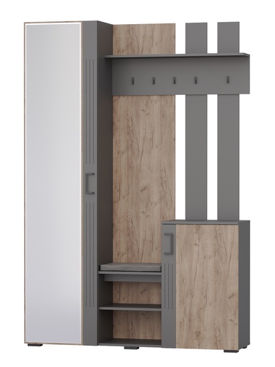 Прихожая «ДУЭТ», 1490×380×2200 мм, цвет графит/дуб крафт табачный/МДФ графит