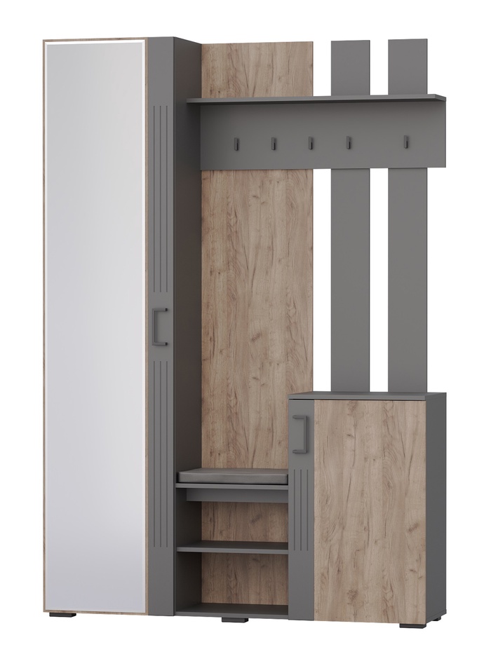 Прихожая «ДУЭТ», 1490×380×2200 мм, цвет графит/дуб крафт табачный/МДФ графит - Фото 1