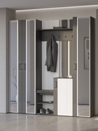 Шкаф – пенал в прихожую «ДУЭТ», с полками, 400×380×2200 мм, цвет графит/рамух белый/МДФ графит - Фото 3