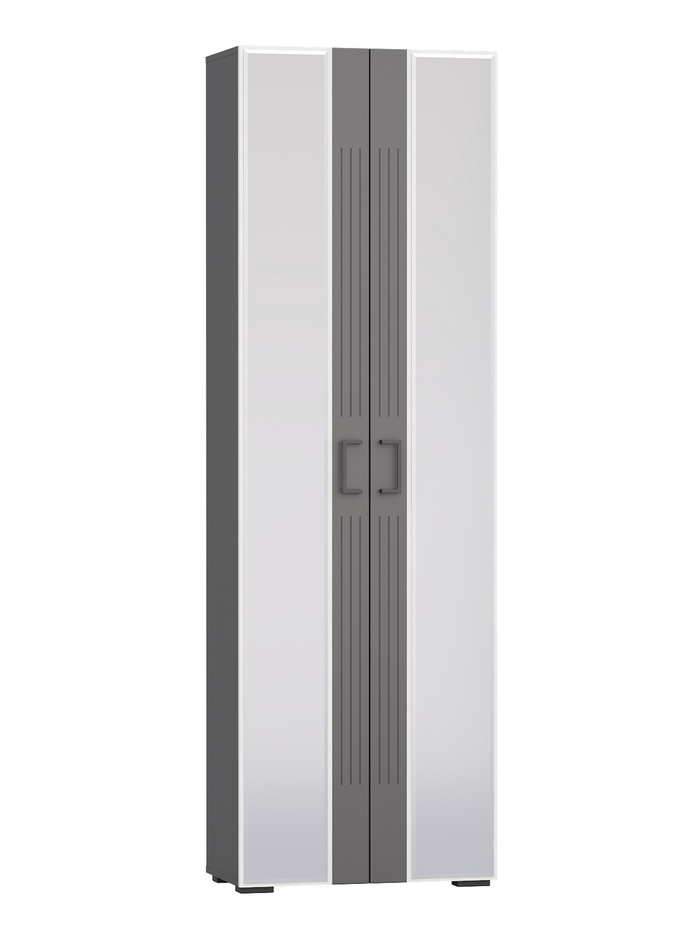 Шкаф в прихожую «ДУЭТ», с полками, с штангой, 700×380×2200 мм, цвет графит/рамух белый/МДФ графит - Фото 1