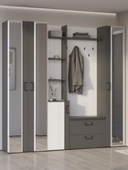 Шкаф в прихожую «ДУЭТ», с полками, с штангой, 700×380×2200 мм, цвет графит/рамух белый/МДФ графит - Фото 3