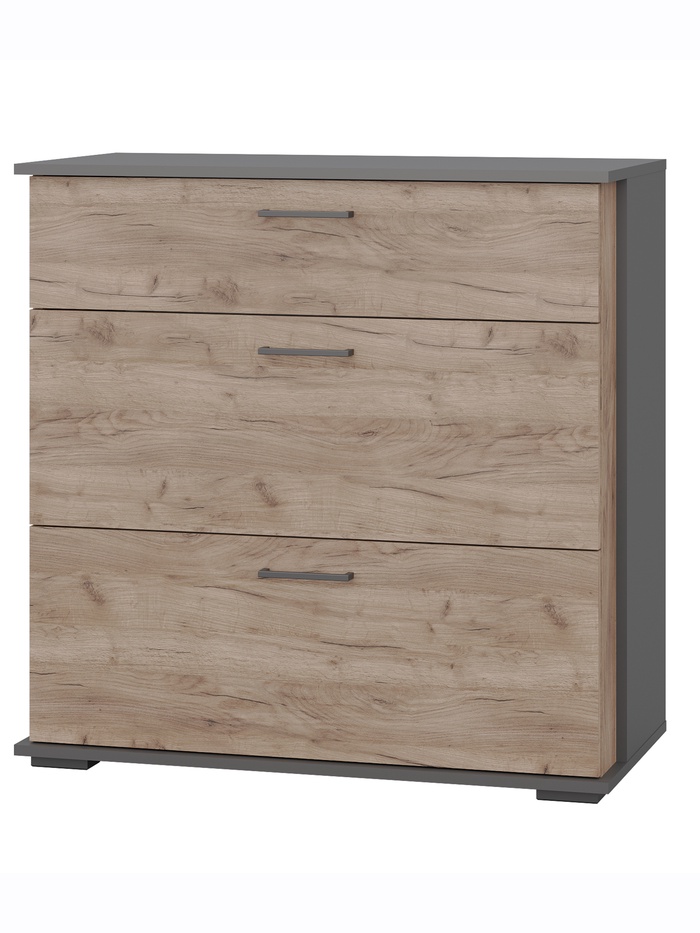 Комод напольный «ДАЛЛАС», 3 ящика, 900×440×900 мм, цвет графит/дуб крафт табачный