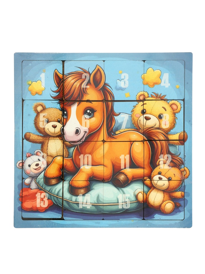 Настольная игра логическая «Пятнашки. Лошадка с игрушками», 22×22 см, головоломка - Фото 1
