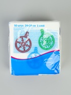 Салфетки бумажные однослойные «Шарики - снежинки», 24×24, 50 шт. 10895585