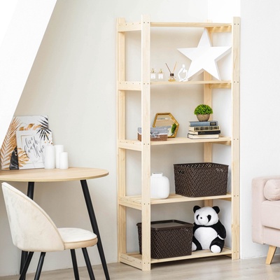 УЦЕНКА Стеллаж деревянный 5 полок 170×74×37.5 см, УСИЛЕННЫЙ