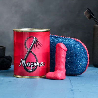 УЦЕНКА Набор в консервной банке "8 марта - 18+" мыло + мочалка