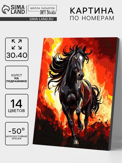 Картина по номерам на холсте «Огненный конь» 30×40 см