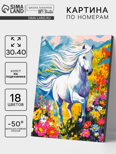 Картина по номерам на холсте «Белый конь» 30×40 см