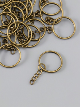 Основа для брелока кольцо с цепочкой, металл под бронзу, 2.5×2.5 см, набор 40 шт.  (артикул 10932393)  большой выбор товаров оптом и в розницу по низким ценам с доставкой