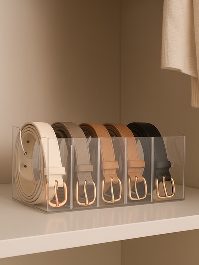 Органайзер для ремней 5 мест, 24×13×13 см, пластик, прозрачный