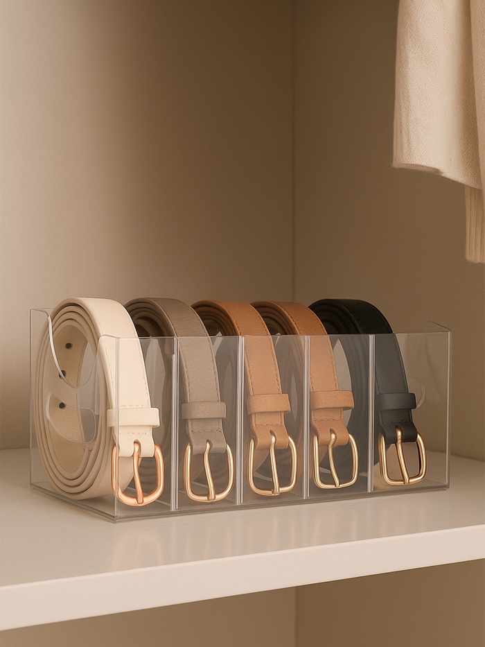 Органайзер для ремней 5 мест, 24×13×13 см, пластик, прозрачный - Фото 1
