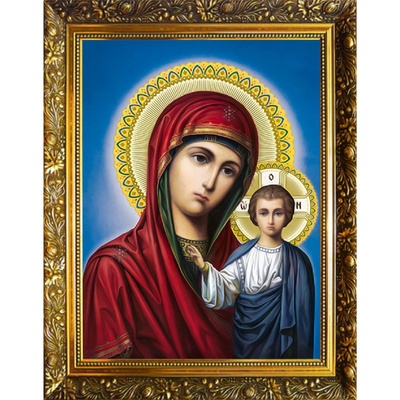 УЦЕНКА Алмазная мозаика Казанская икона Божьей Матери 30x40см+ наклейка