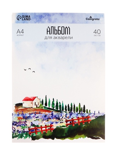 УЦЕНКА Альбом для акварели А4 40л 180г/м² на скл Calligrata, обл мел карт, жест подл