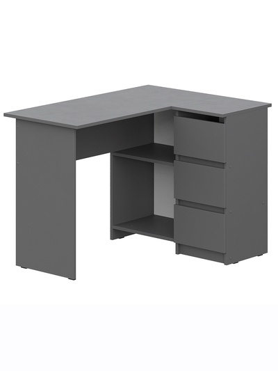 Стол письменный угловой «Денвер», 3 ящика, 1090×836×754 мм, цвет графит