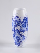 Ваза «Гжель на белом», h=26 см, стекло - Фото 3