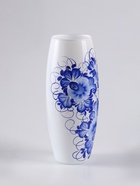 Ваза «Гжель на белом», h=26 см, стекло - Фото 4