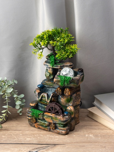 Фонтан настольный «Деревце на скале», 32×15×13 см, с подсветкой