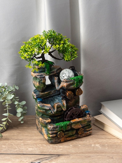 Фонтан настольный «Деревце на скале», 32×15×13 см, с подсветкой
