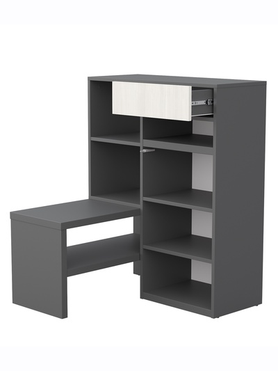 Тумба для обуви, 1250×354×1000 мм, цвет графит/рамух белый