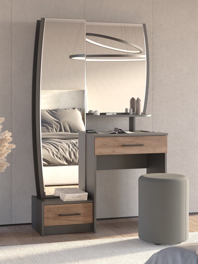 Трюмо «СИЦИЛИЯ», 1002×432×1645 мм, цвет графит/дуб крафт табачный