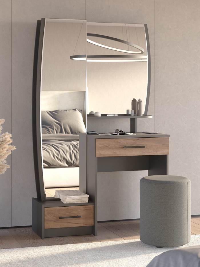 Трюмо «СИЦИЛИЯ», 1002×432×1645 мм, цвет графит/дуб крафт табачный - Фото 1